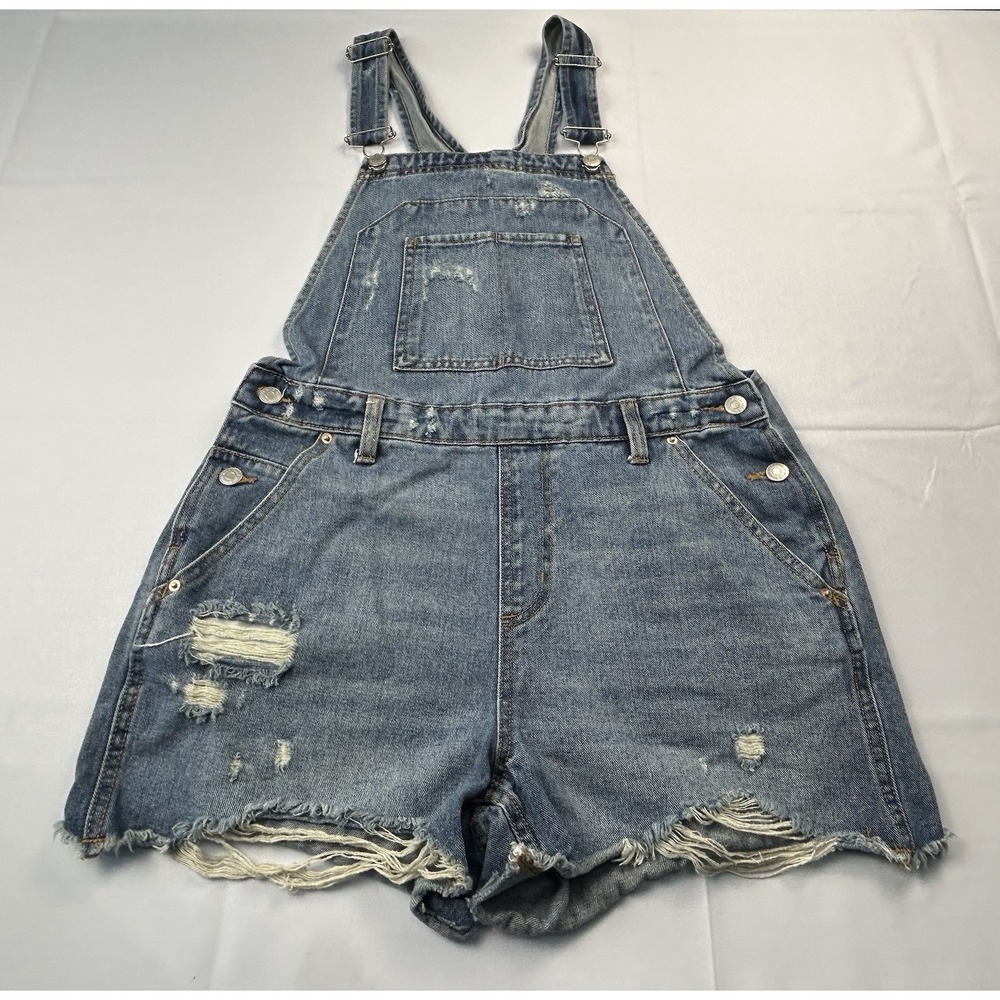 Wild Fable Denim Shortalls Distressed Frayed Festival Grunge Overalls M Summer